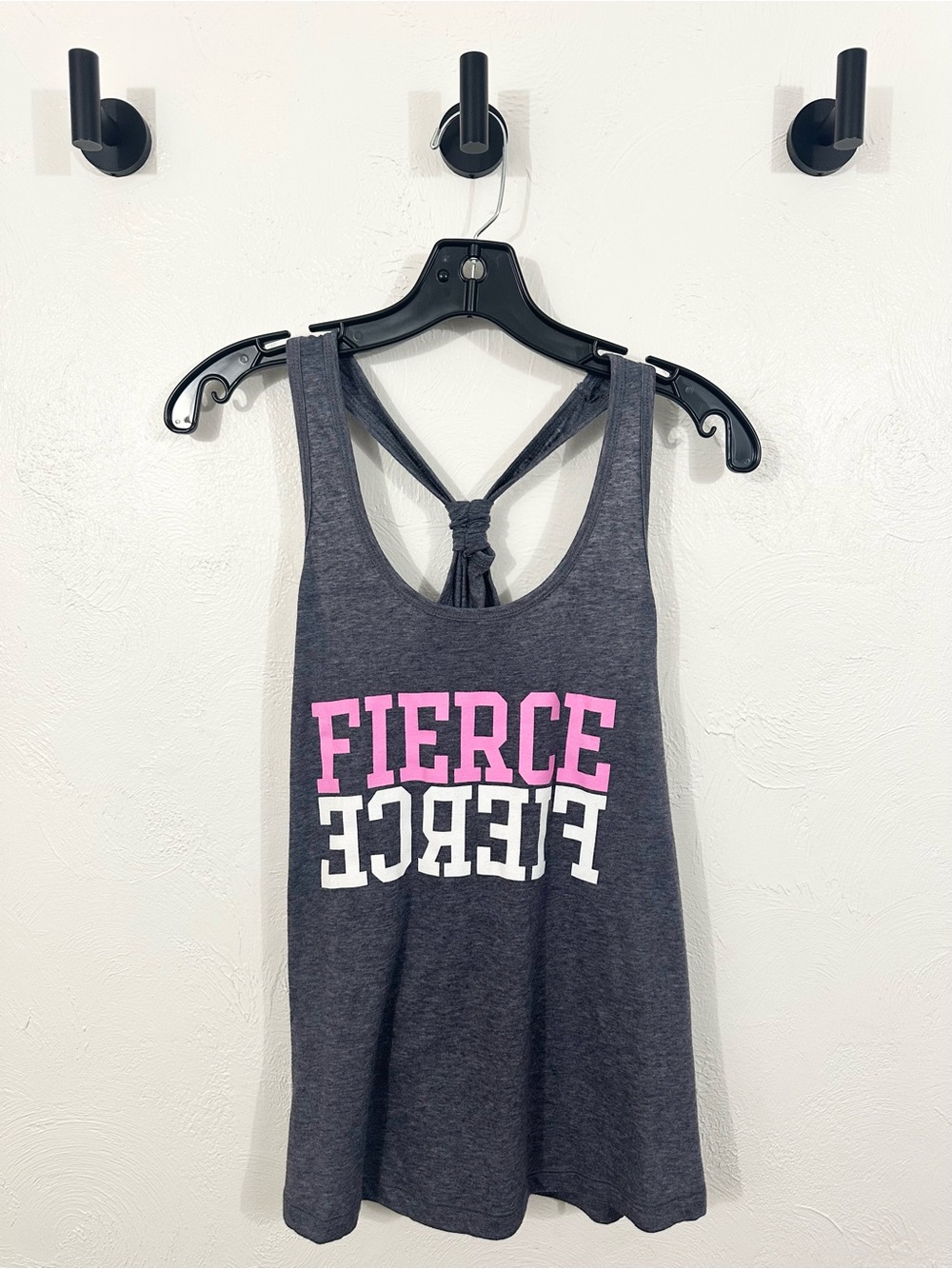 Soffe Charcoal Tank Top with Pink & White FIERCE Graphic